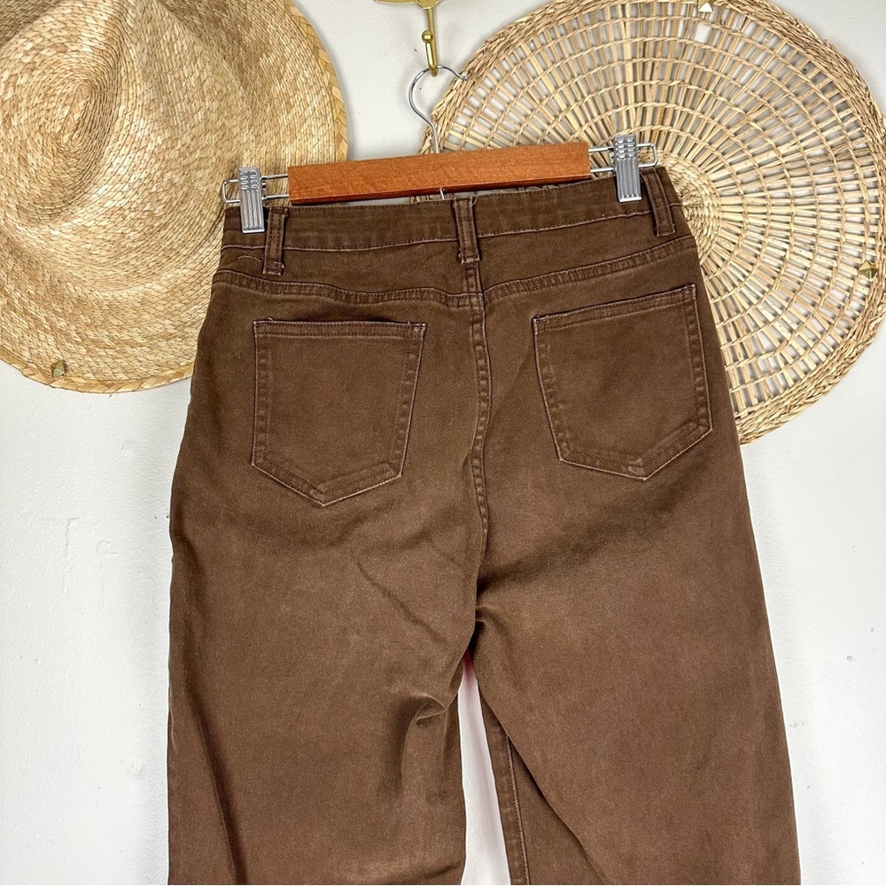 Cider Last Autumn Chocolate Brown High Waist Classic Straight Leg Trousers - Picture 8 of 13